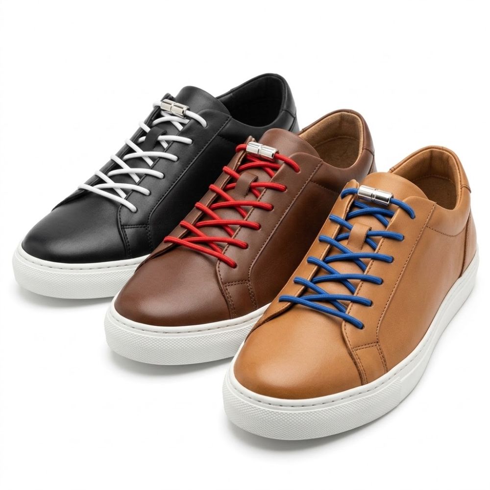 Round 3mm solid colour capsule lock no tie shoelaces shown as a pair — Pear Shoelace