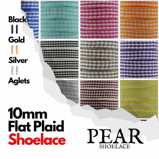 Plaid Shoelace - Flat Width 10mm