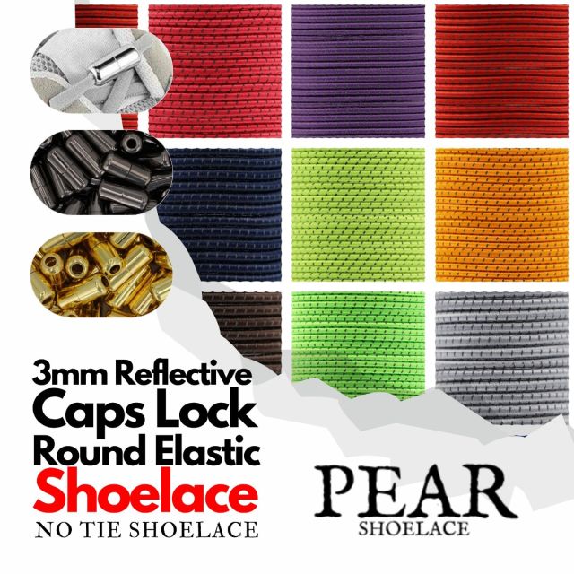 Capsule Lock - Round Elastic Ø3mm - Reflective Style - No Tie Shoelaces