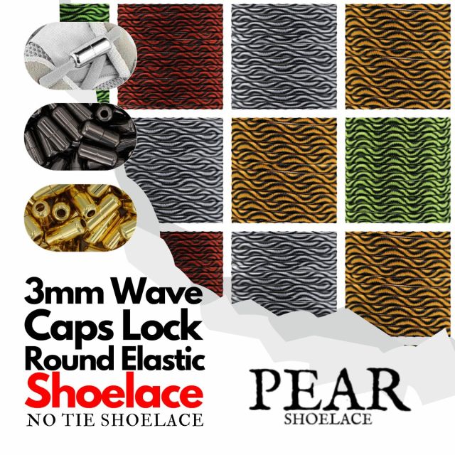 Capsule Lock - Round Elastic Ø3mm - Wave Style - No Tie Shoelaces