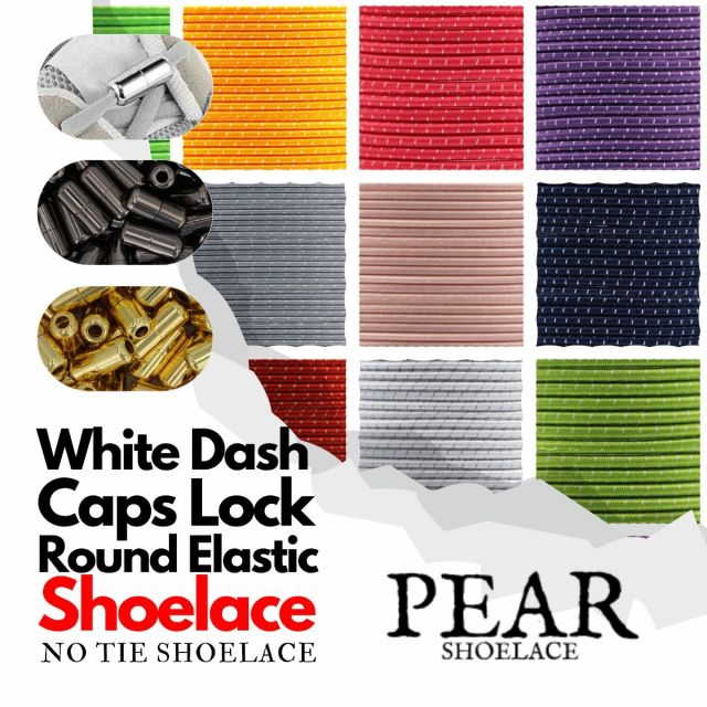 Capsule Lock - Round Elastic Ø3mm - White Dash - No Tie Shoelaces