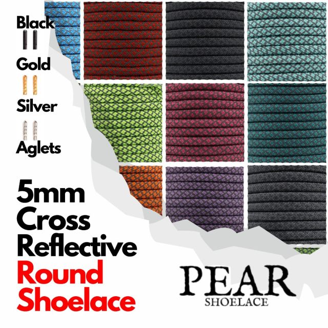 Reflective Shoelace - Cross Style - Round Ø5mm