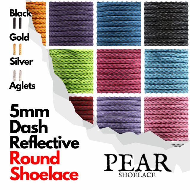 Reflective Shoelace - Dash Style - Round Ø5mm