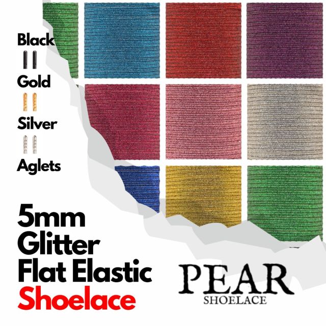 Glitter Elastic Shoelace - Flat Width 5mm