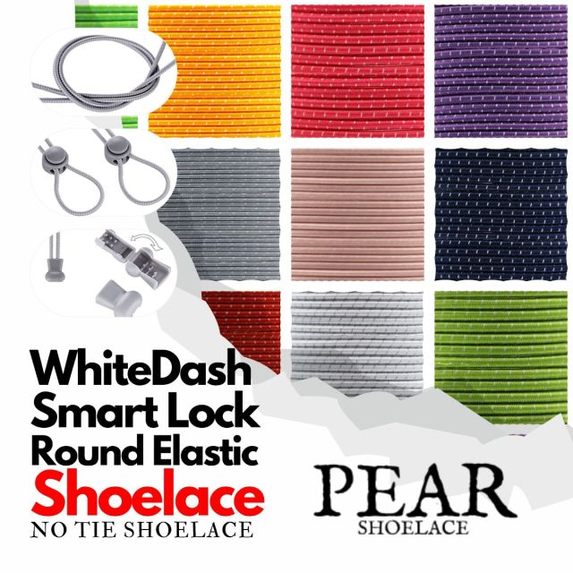 Smart Lock - Round Elastic Ø3mm - White Dash - No Tie Shoelaces