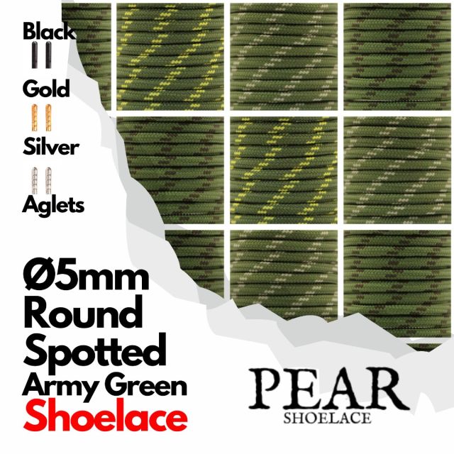 Spotted Shoelace - Ø5mm Round Army Green 