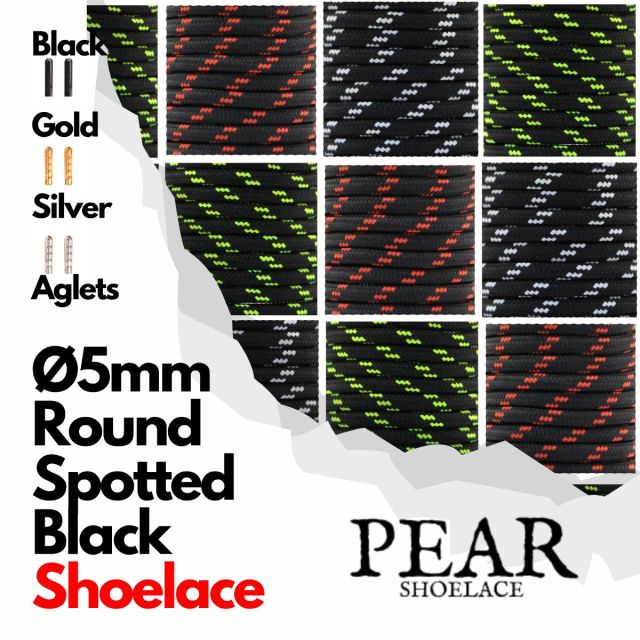 Spotted Shoelace - Ø5mm Round Black