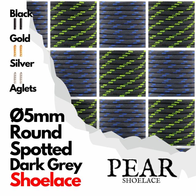 Spotted Shoelace - Ø5mm Round Dark Grey