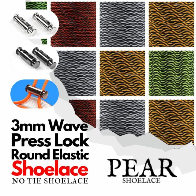Press Lock - Round Elastic Ø3mm - Wave Style - No Tie Shoelaces