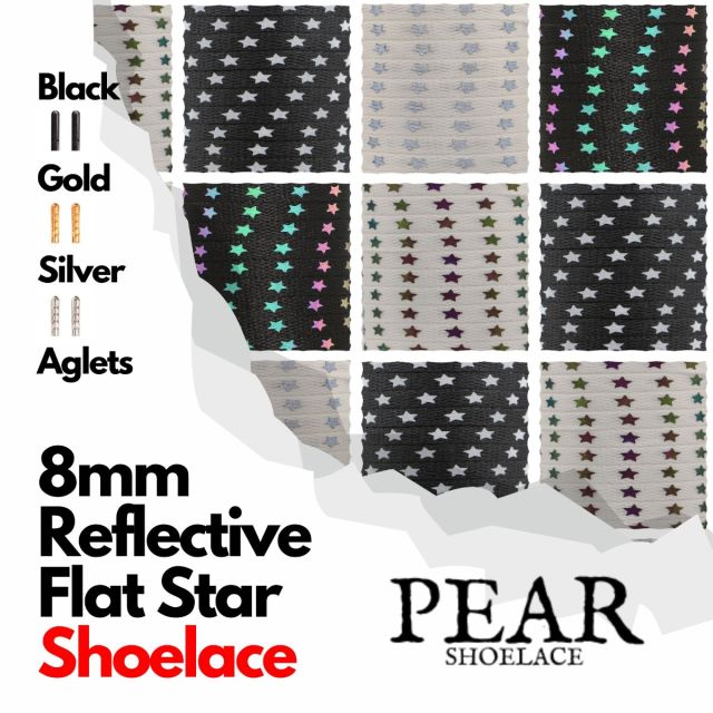 Star Reflective Shoelace - Flat Width 8mm