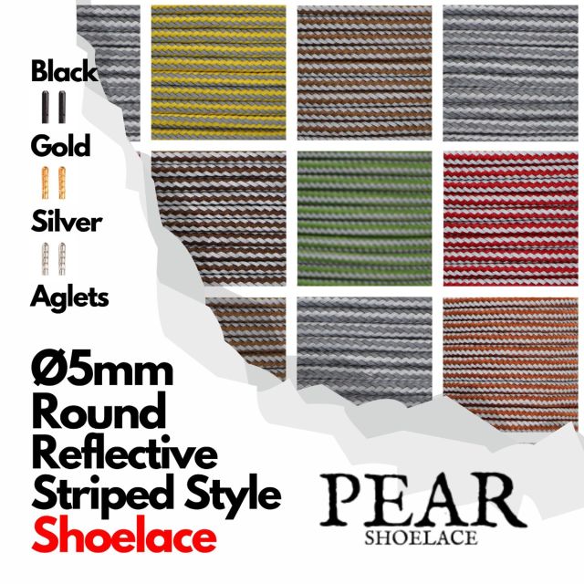Reflective Shoelace - Striped Style - Round Ø5mm