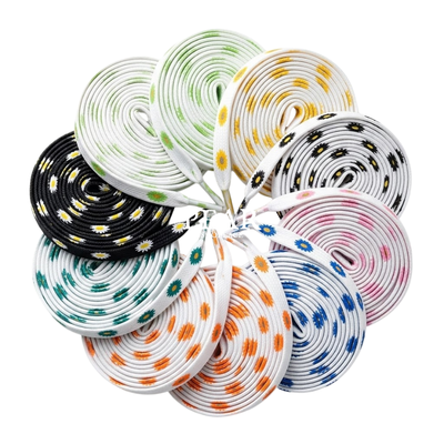 Daisy shoelaces with a floral pattern for everyday footwear - Pear Shoelace