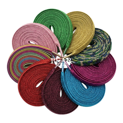 Multi-colour glitter flat elastic shoelaces - Pear Shoelace