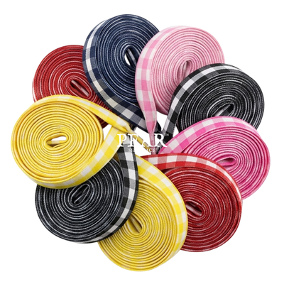 Multi-colour plaid large checker shoelaces - Pear Shoelace