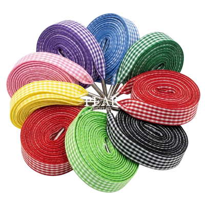 Multi-colour plaid medium checker shoelaces - Pear Shoelace
