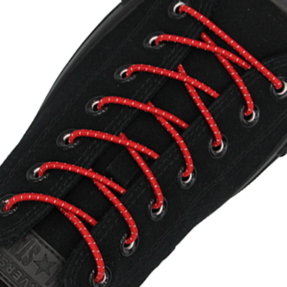 Red White Smart Lock No Tie Shoelace - 120cm Round Elastic Ø3mm