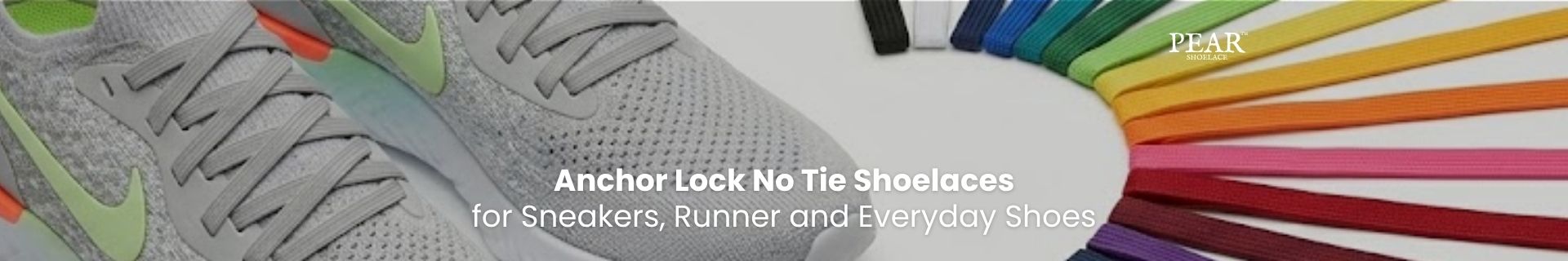 Shop Anchor Lock No-Tie Shoelaces Anchor Lock no-tie shoelaces fitted on sneakers for a secure slip-on fit - Pear Shoelace