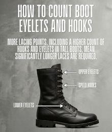 Boot diagram showing eyelets and speed hooks for measuring lace length