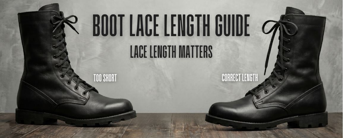 Comparison of boot laces that are too short and the correct lace length