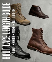 Ankle boots, hiking boots and work boots showing different lace length needs