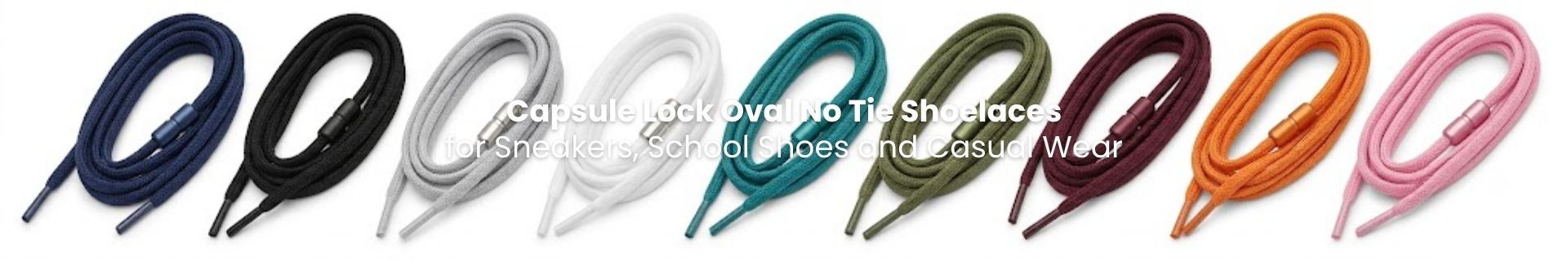 Shop Oval Capsule Lock No-Tie Shoelaces capsule lock Oval no-tie shoelaces in assorted colours with locking capsules for sneakers and casual shoes - Pear Shoelace