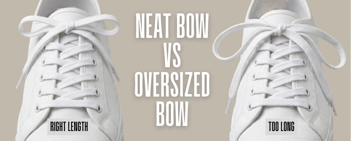 Casual shoe showing correct lace length compared with overly long laces