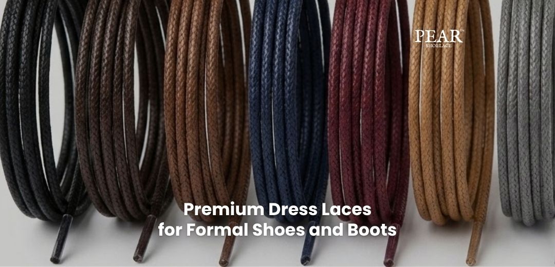Dress shoelaces for leather shoes, formal shoes and boots - Pear Shoelace
