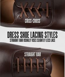 Straight bar lacing and criss-cross lacing on dress shoes