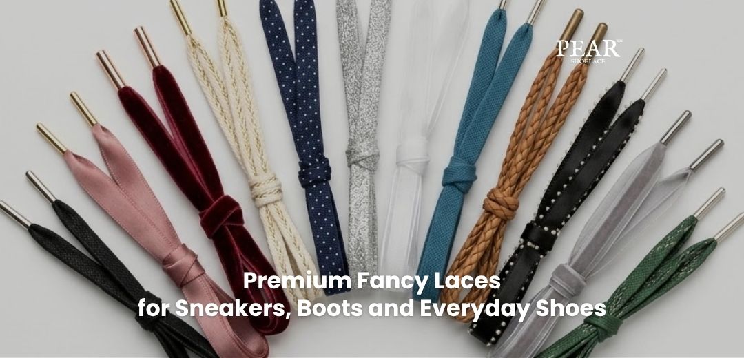 Fancy shoelaces in stylish colours and finishes for sneakers, casual shoes and custom lace upgrades - Pear Shoelace