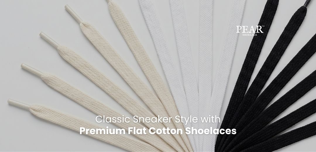 Flat cotton shoelaces in multiple colours for sneakers, casual shoes and everyday footwear