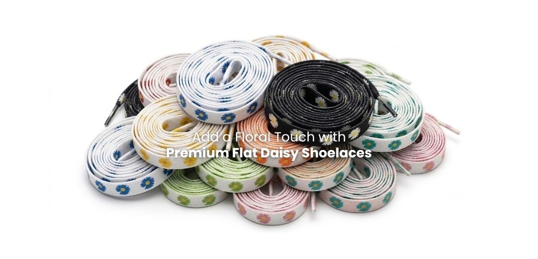 daisy shoelaces with floral pattern for sneakers and casual shoes