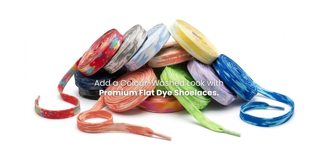 dye shoelaces in faded colour styles for sneakers and casual shoes