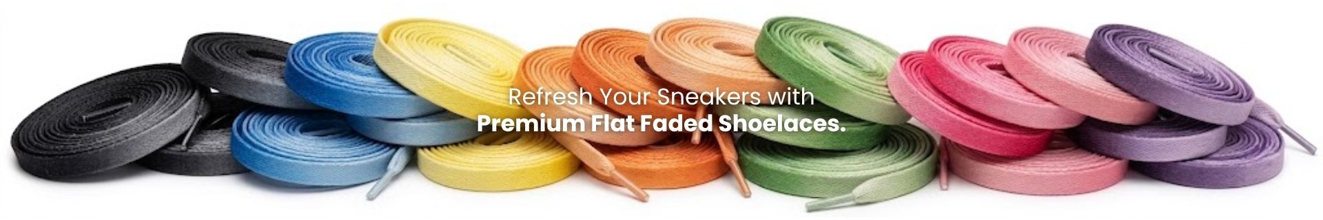 Flat faded shoelaces in soft gradient colours for sneakers and casual shoes