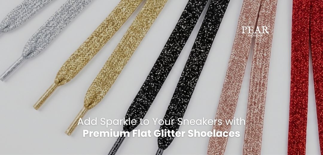 Premium flat glitter shoelaces showing texture and shine