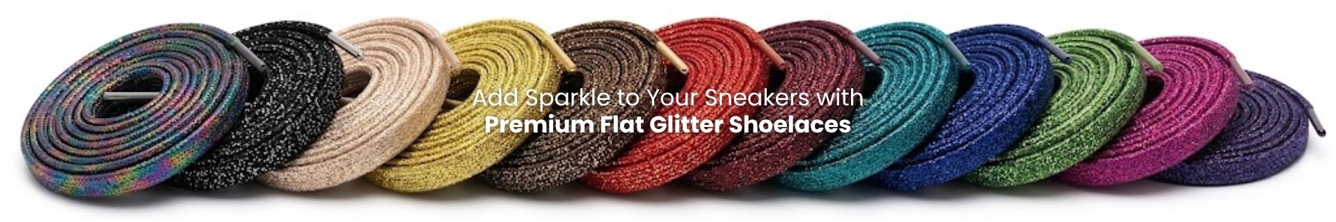 Premium flat glitter shoelaces showing texture and shine Premium flat glitter shoelaces showing texture and shine - Pear Shoelace