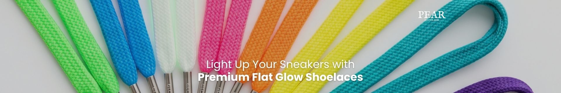 Glow flat shoelaces arranged for sneakers and casual footwear