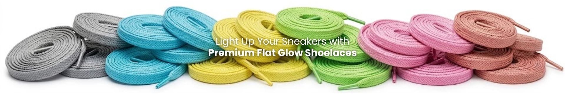 Glow flat shoelaces arranged for sneakers and casual footwear - Pear Shoelace