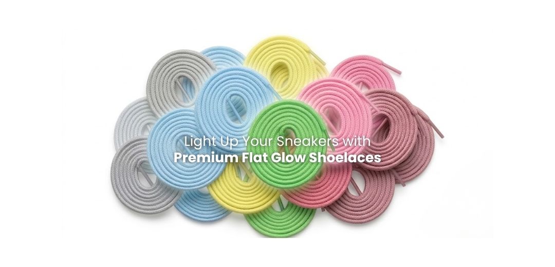 Glow flat shoelaces arranged for sneakers and casual footwear - Pear Shoelace