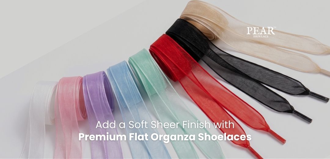 Premium organza shoelaces showing soft translucent texture