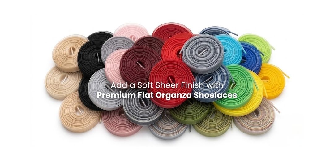 Premium organza shoelaces showing soft translucent texture