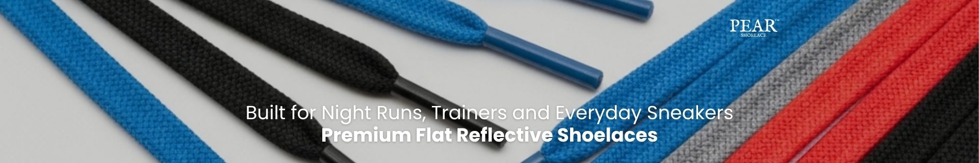 Flat reflective shoelaces designed to improve visibility for sneakers, runners and everyday shoes.