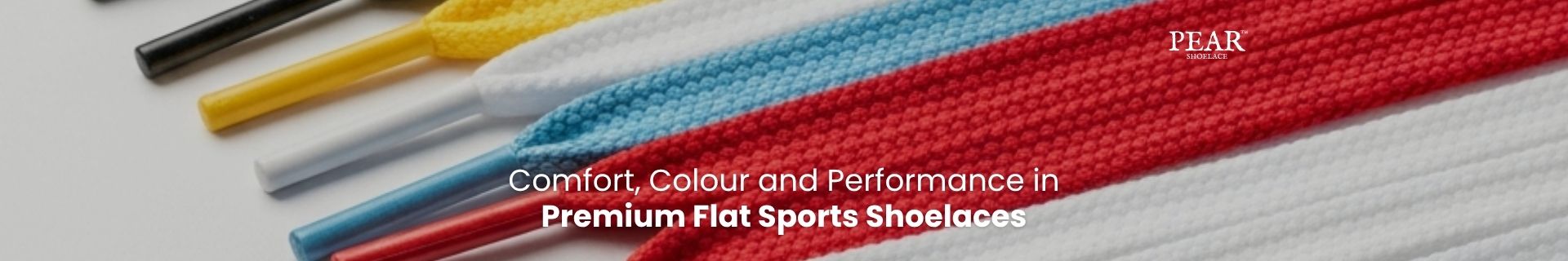 Sports shoelaces in popular colours arranged for sneakers and trainers