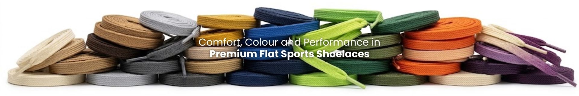 Sports shoelaces in popular colours arranged for sneakers and trainers - Pear Shoelace