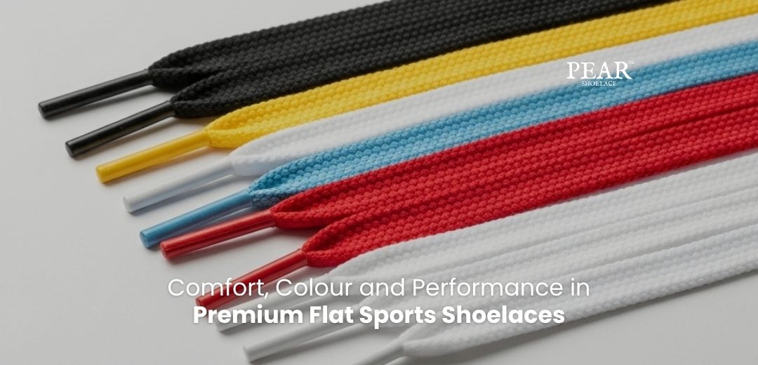 Sports shoelaces in popular colours arranged for sneakers and trainers