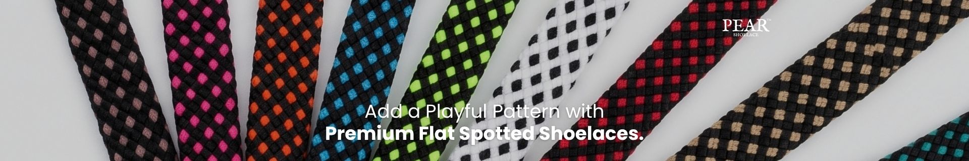 Flat spotted shoelaces in multiple colours for sneakers and casual shoes