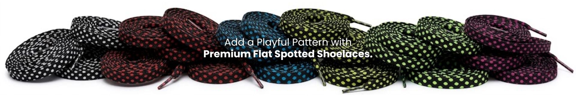 Flat spotted shoelaces in multiple colours for sneakers and casual shoes