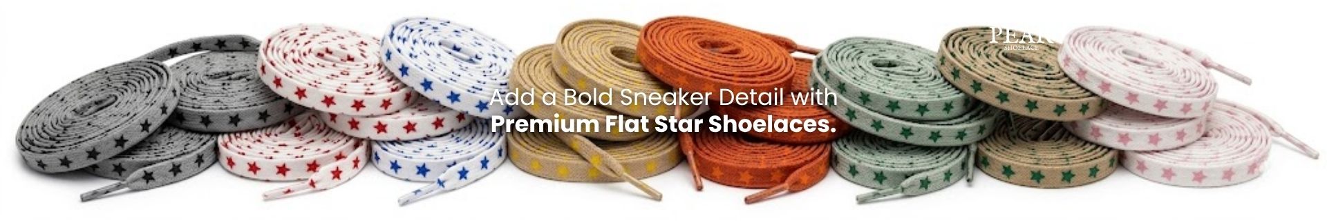 Flat star shoelaces in multiple colours for sneakers and casual shoes