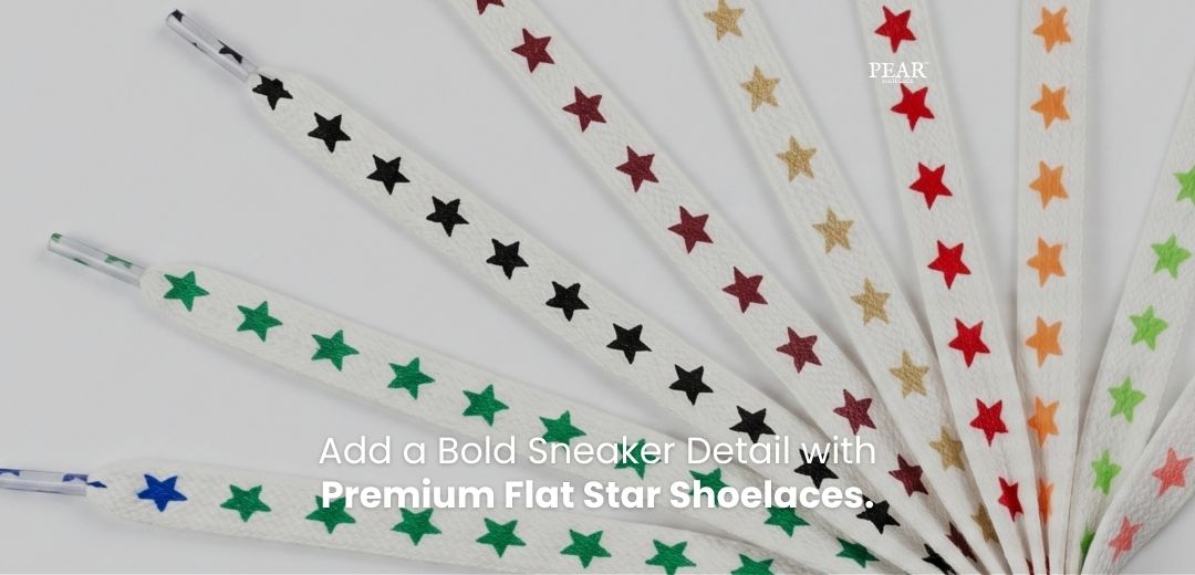 Flat star shoelaces in multiple colours for sneakers and casual shoes
