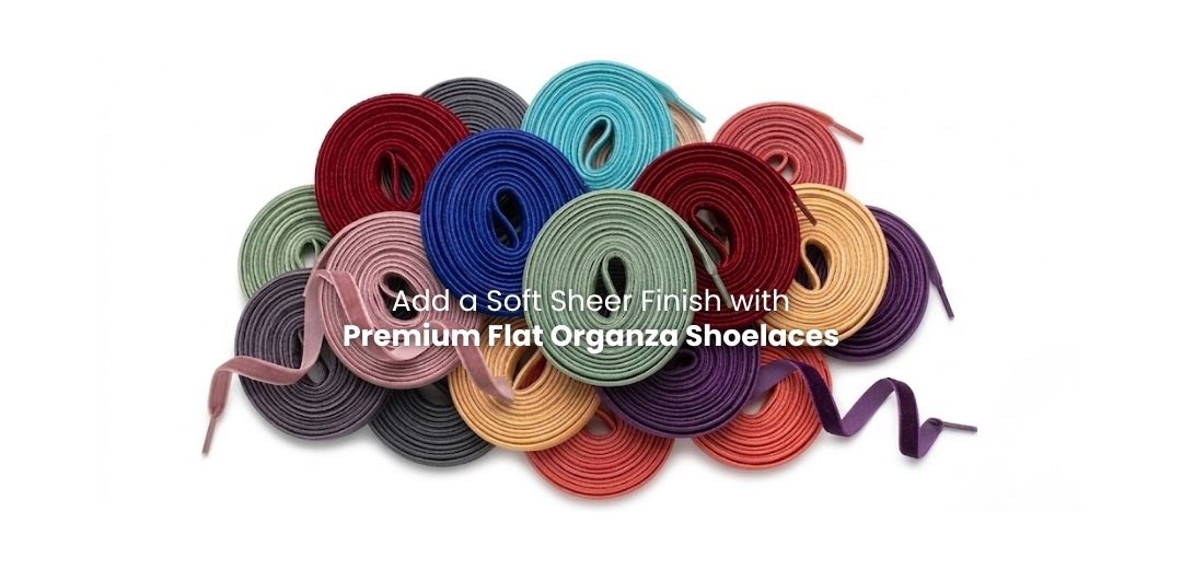 Velvet flat shoelaces arranged for sneakers and casual footwear - Pear Shoelace