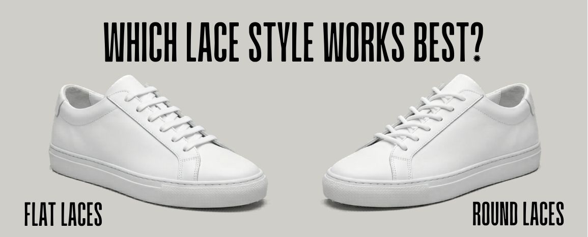 Comparison of flat laces and round laces on sneakers